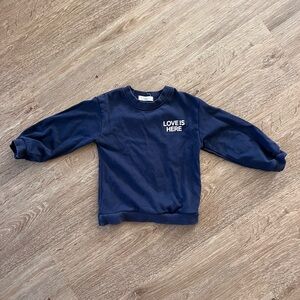 Kids Navy Sweatshirt with 'Love Is Here' Print